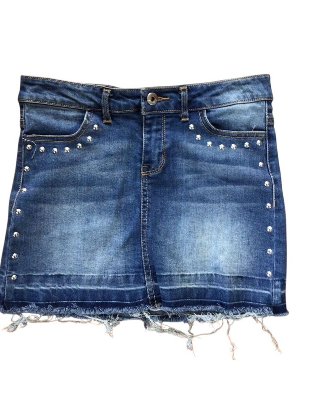 Western little cowgirl DKNY studded jeans skirt teen size 14 distressed denim